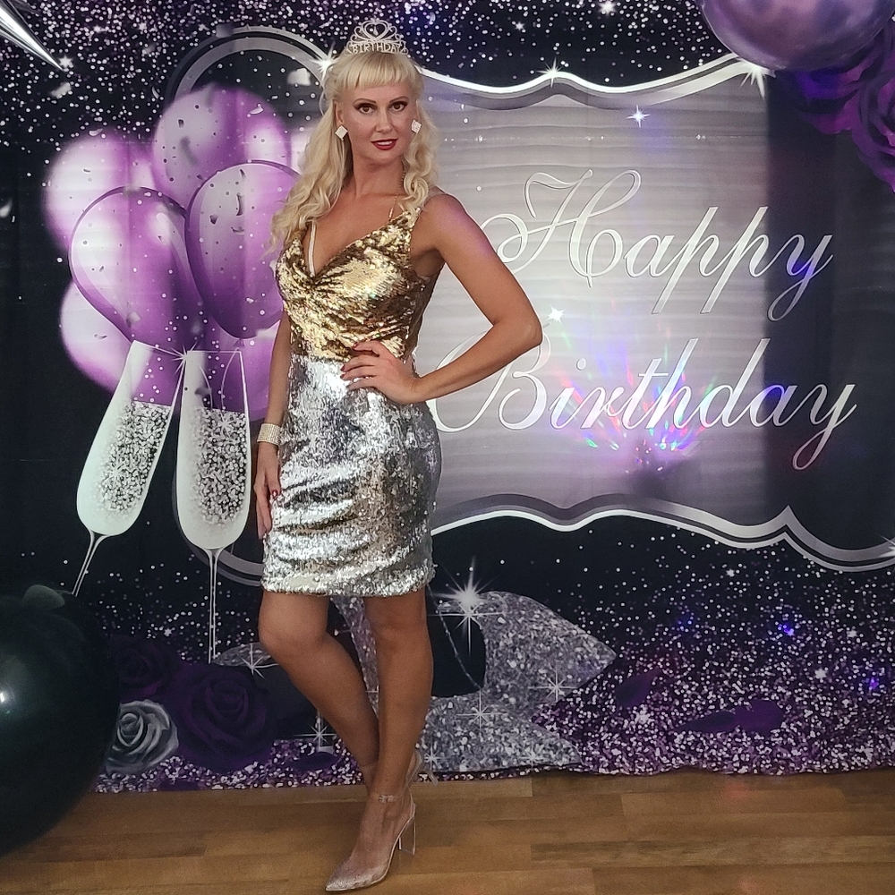 BLACK HALO LUCY COLORBLOCK DRESS IN GOLD SILVER